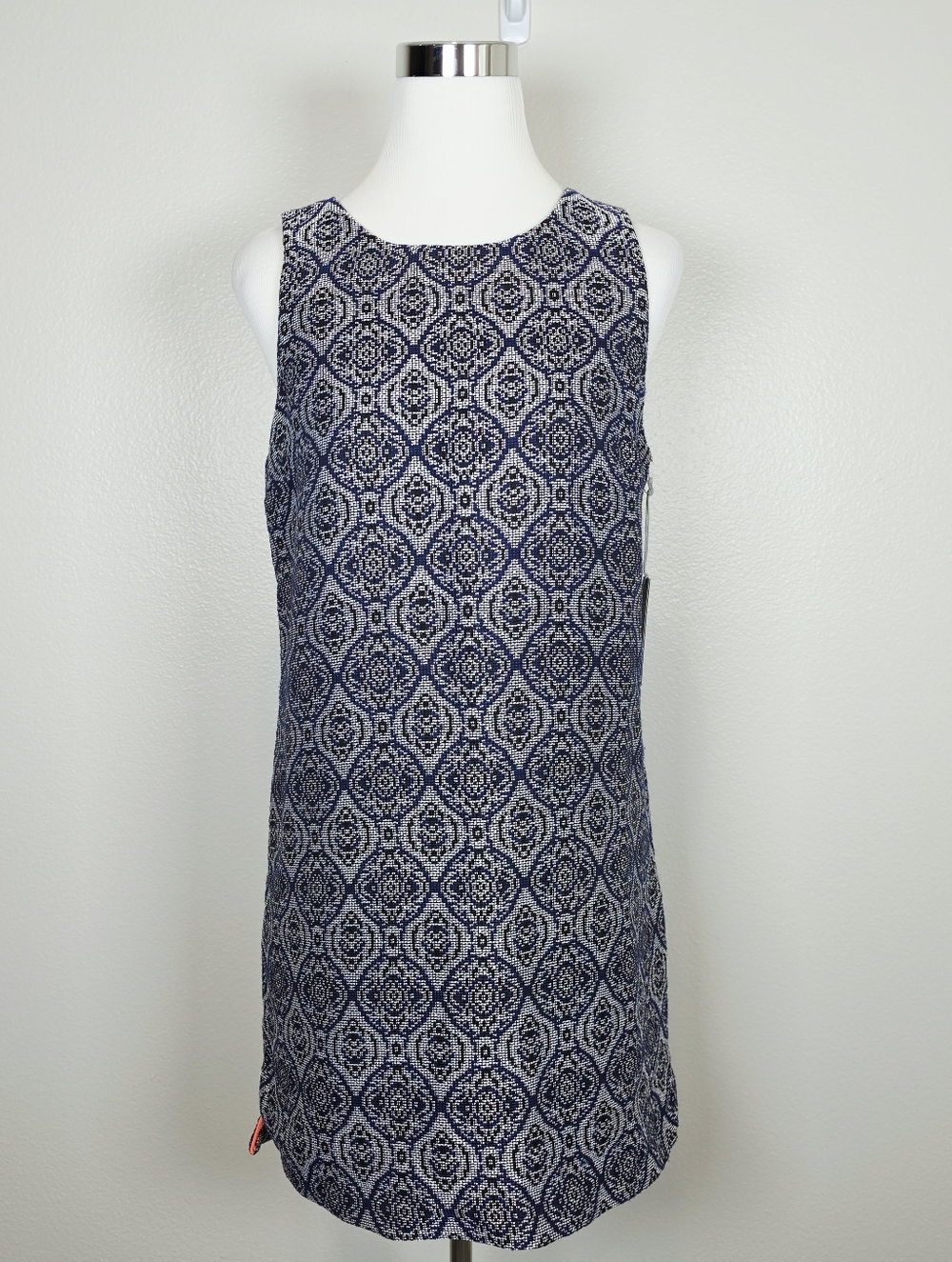 TART Navy Embroidered Sleeveless Shift Dress Medium Office Academia SKU188